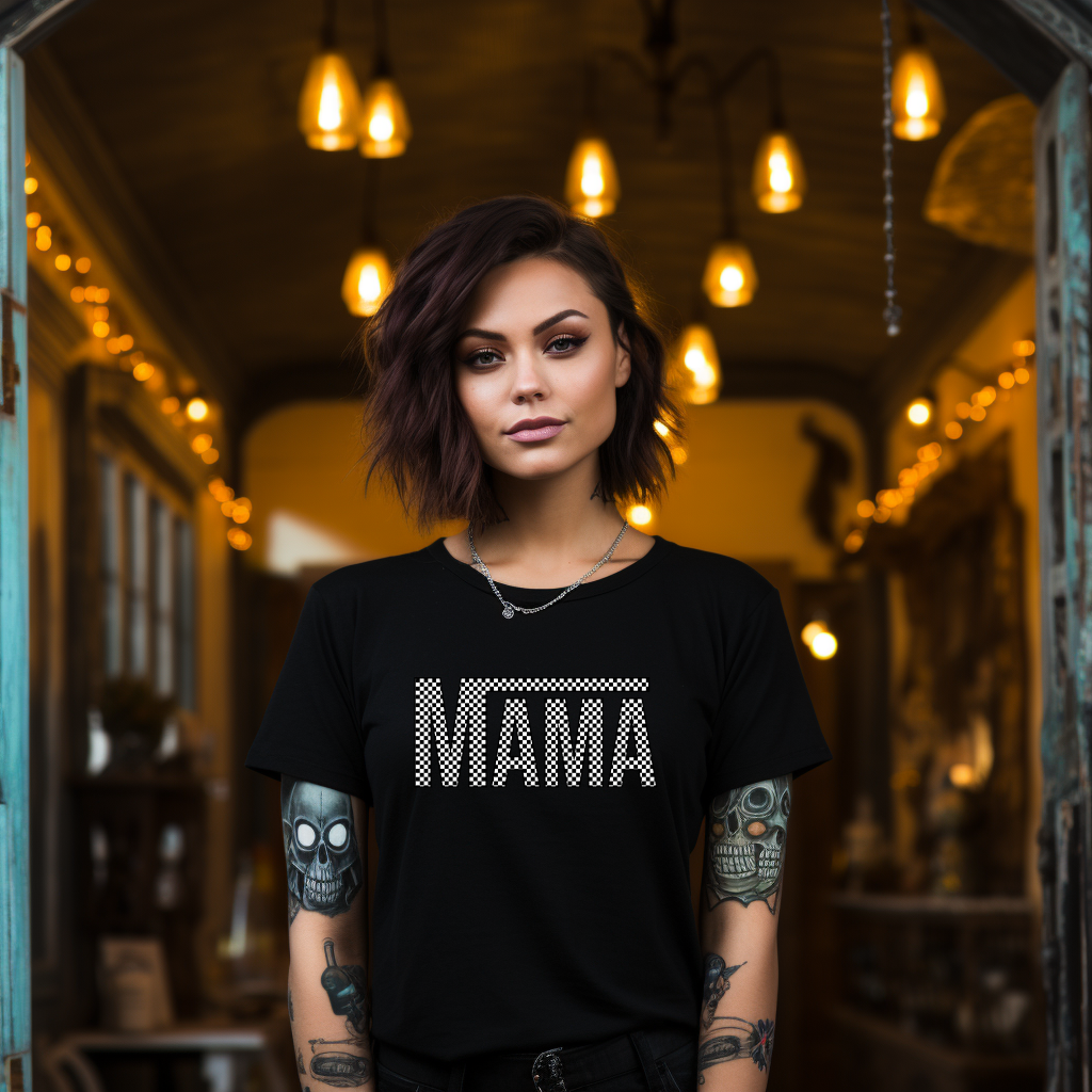 Mama Checkerboard Adults T-Shirt (Matching Mini Available)