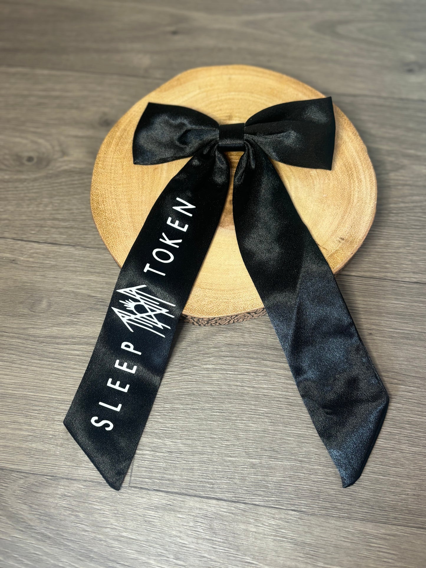 CUSTOM Band Logo Long Tail Hair Bow on Clip