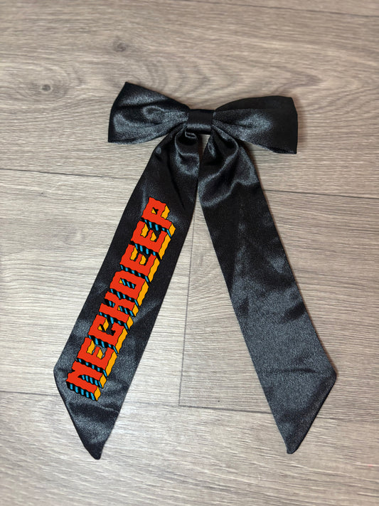 Neckdeep Long Tail Ribbon Hair Bow on Clip