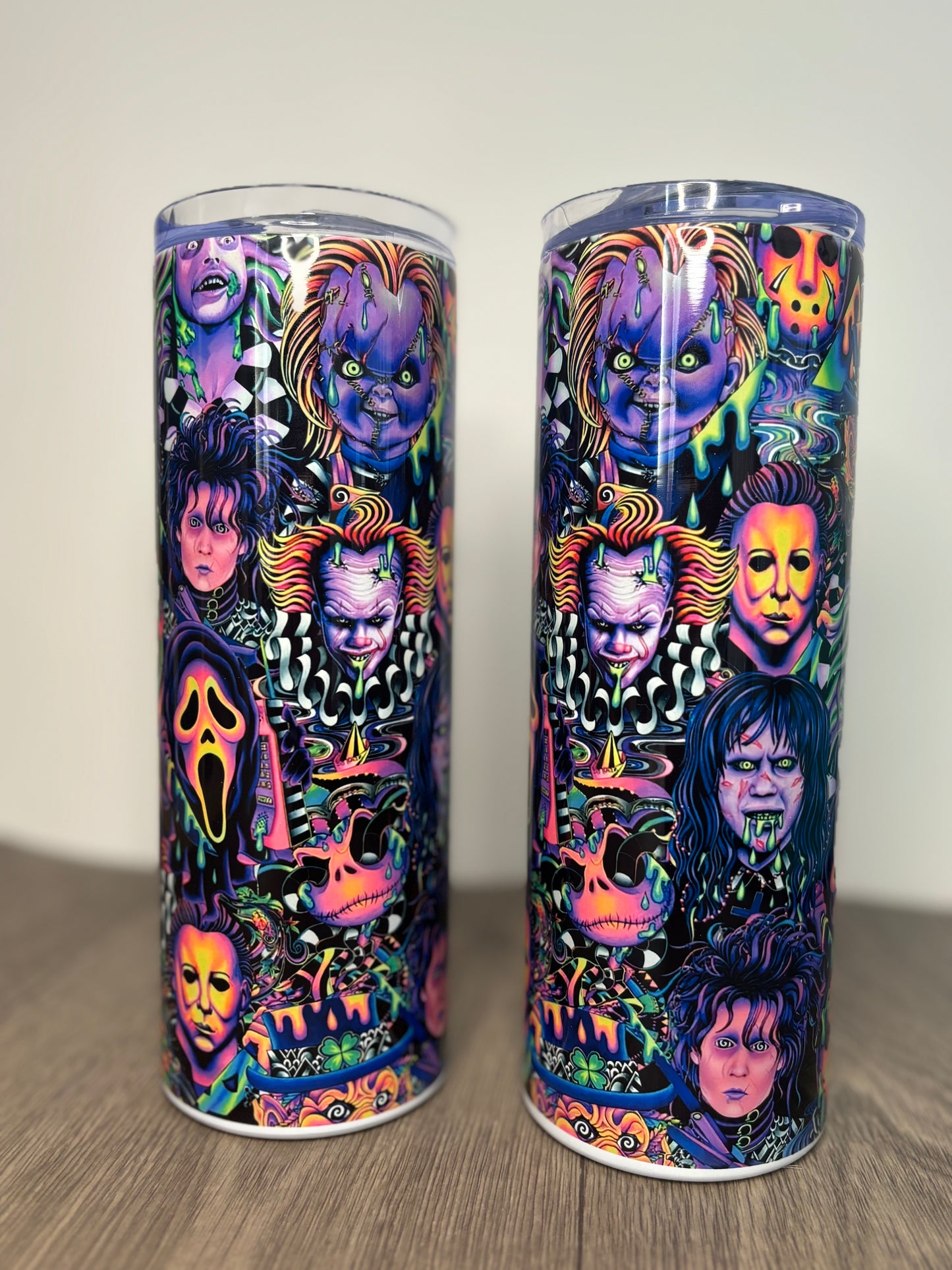 Neon Horror Icons 20oz Aluminium Tumbler with Straw