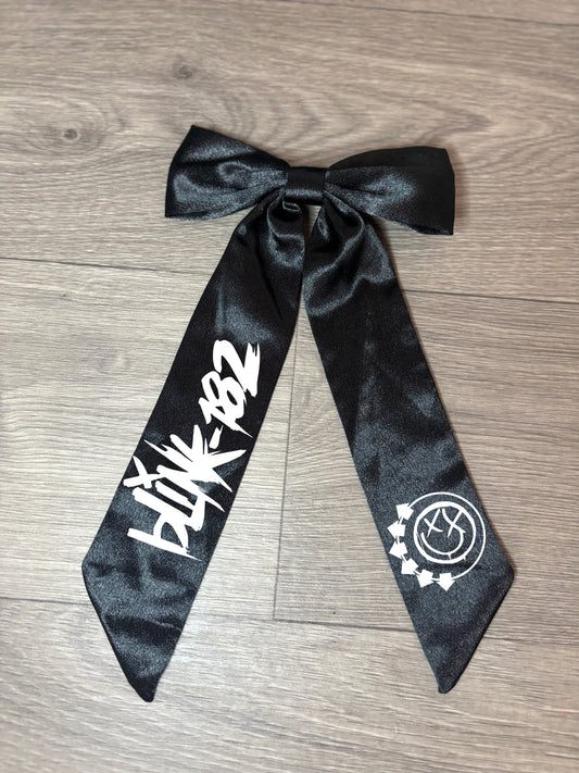 Blink 182 Long Tail Ribbon Hair Bow on Clip